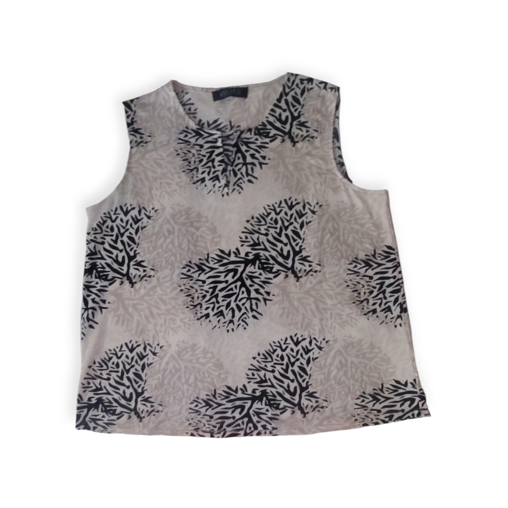Kasper Black and Cream Patterned Blouse